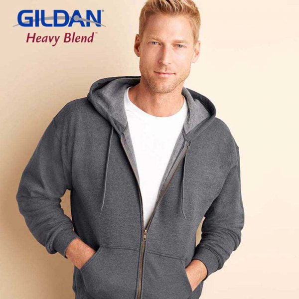 Gildan 18700 8.0oz Heavy Blend Vintage Classic Adult Full Zip Hooded Sweatshirt