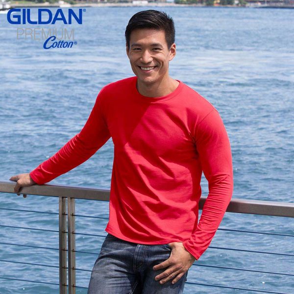 Gildan 76400 Premium Cotton Adult Ringspun Long Sleeve T-Shirt