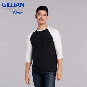 Raglan T-Shirt  Gildan Premium Cotton 3/4 Sleeve Tee