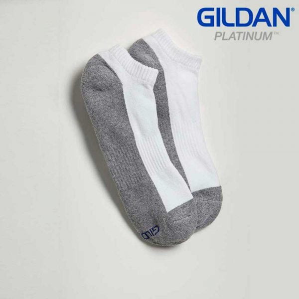 Gildan Platinum GP711 Men’s No Show Socks – White/Grey (6 PAIR)
