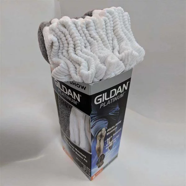 Gildan Platinum GP711 Men's No Show Socks - White/Grey (6 PAIR)