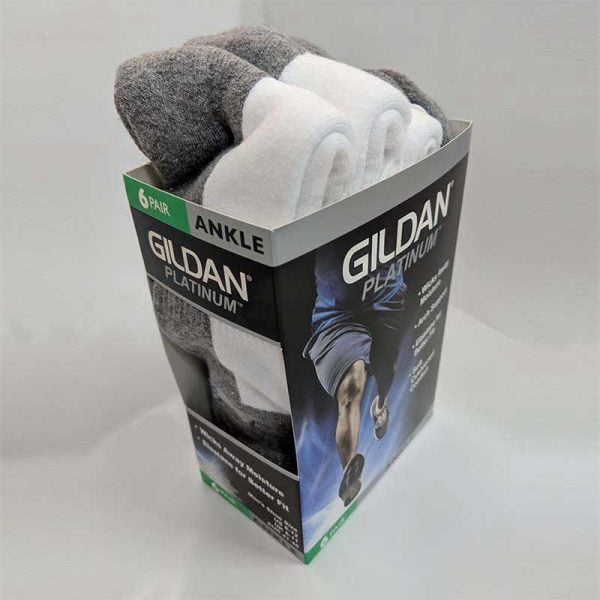 Gildan Platinum GP731 Men's Ankle Socks White/Grey (6 Pair)