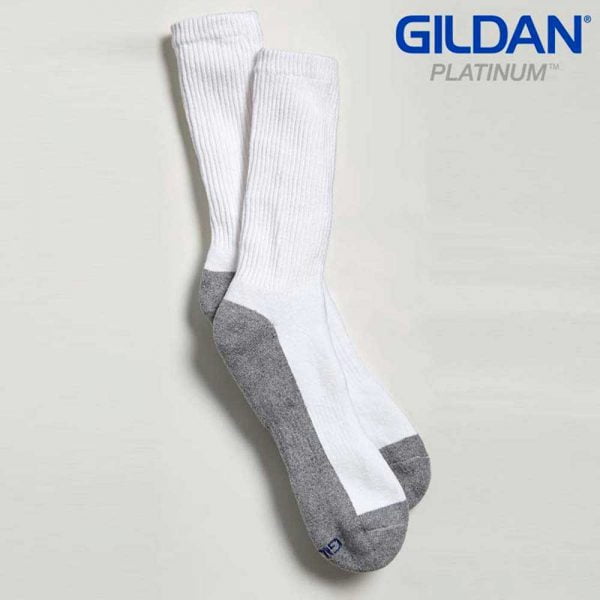 Gildan Platinum GP751 Men's Crew Socks White/Grey (6 Pair)