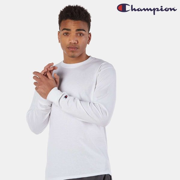 Champion Cotton Long Sleeve Tee - White