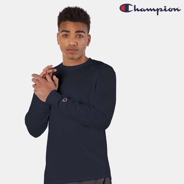 Champion Cotton Long Sleeve Tee - Navy