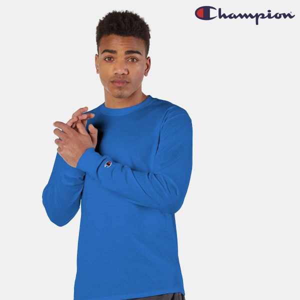 Champion Cotton Long Sleeve Tee - Royal Blue
