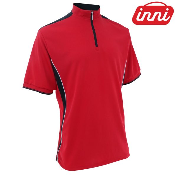 INNIMR 8NH01 4.3oz Contrast Color Zipper Polo Shirt (Unisex Stand Collar)