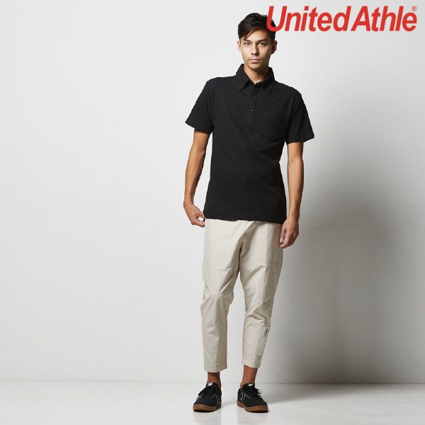 United Athle 5051-01 5.3oz Dry Kanoko Button Down Collar Pocket Polo Shirt