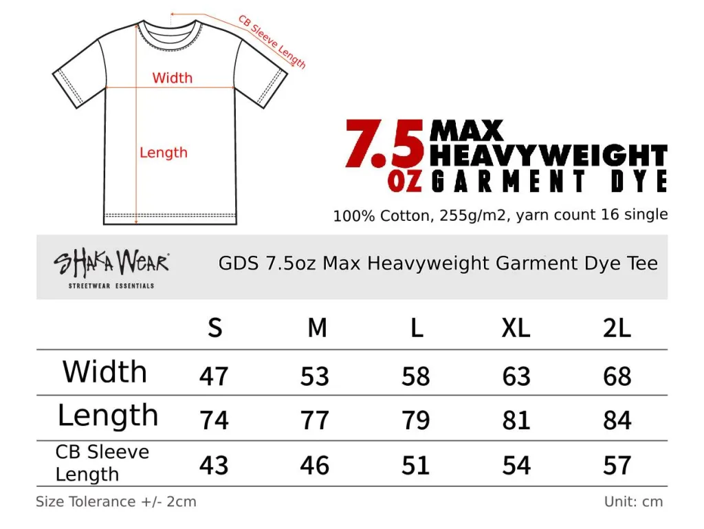 SHAKAWEAR GDS 7.5oz Max Heavyweight Garment Dye Tee