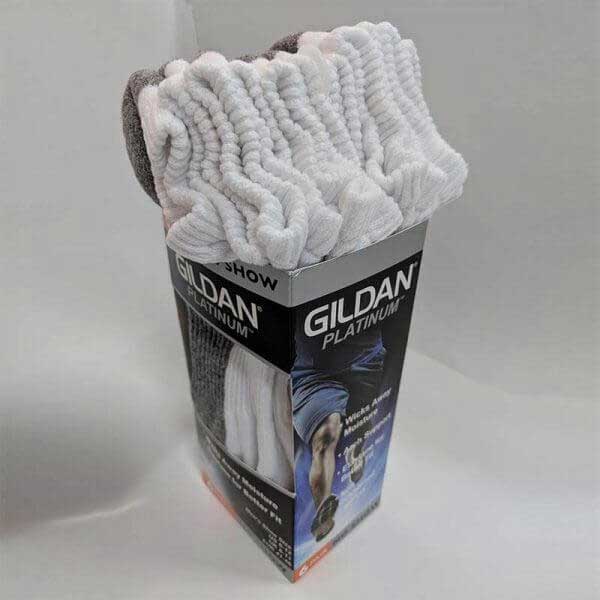 Gildan Platinum GP711 白色/灰色男裝船襪 (6 對裝)