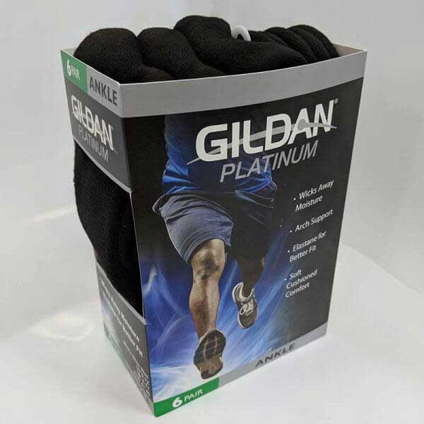 Gildan Platinum GP731 男裝黑色短襪 (6 對裝)