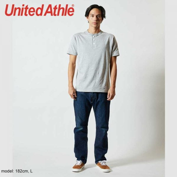United Athle 5004-01 5.6oz 男裝短袖亨利領T恤