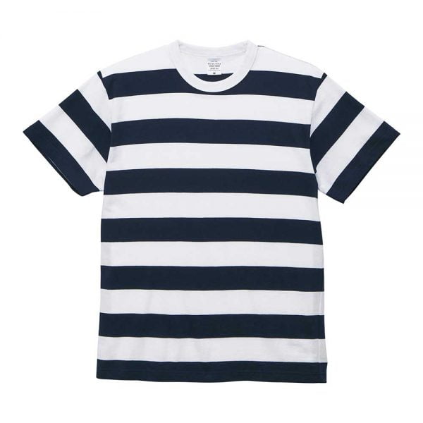 United Athle 5.6oz Adult Striped Cotton T-shirt 5625-01 Navy/White 4092
