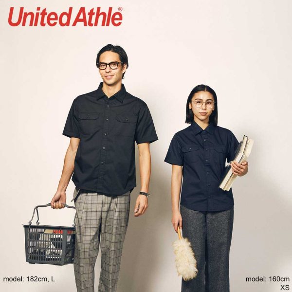 United Athle 1772-01 T/C 短袖有袋工作襯衫