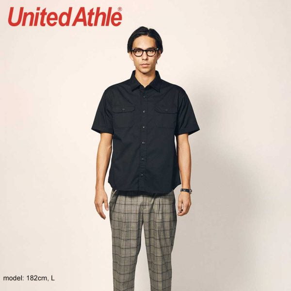 United Athle 1772-01 T/C 短袖有袋工作襯衫