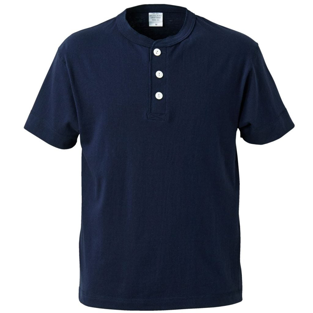 United Athle 5004-01 5.6oz 男裝短袖亨利領T恤 | 顏色:Navy