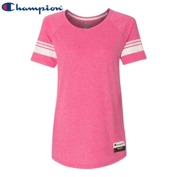 Champion AO350 復刻版混紡女裝 V 領 T 恤 - Lotus Pink Heather 501C (60P/30C/10R)