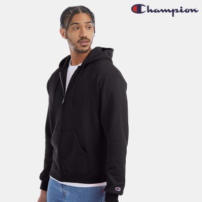 Champion Powerblend 重磅連帽拉鏈衛衣 - Black