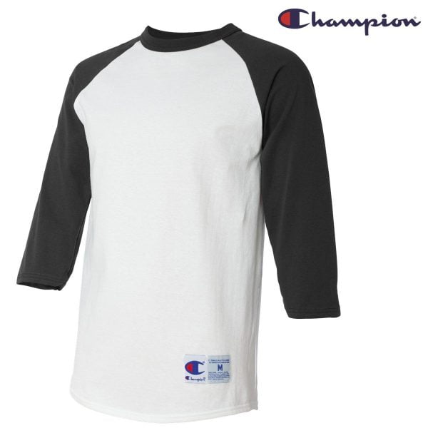 Champion T137 七分袖牛角袖 T 恤 (美國尺碼) - White/Black FB030