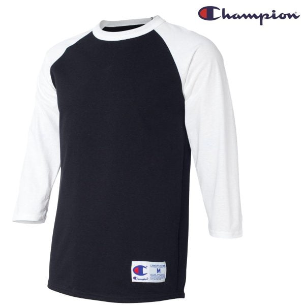 Champion T137 七分袖牛角袖 T 恤 (美國尺碼) - Black/White FS036