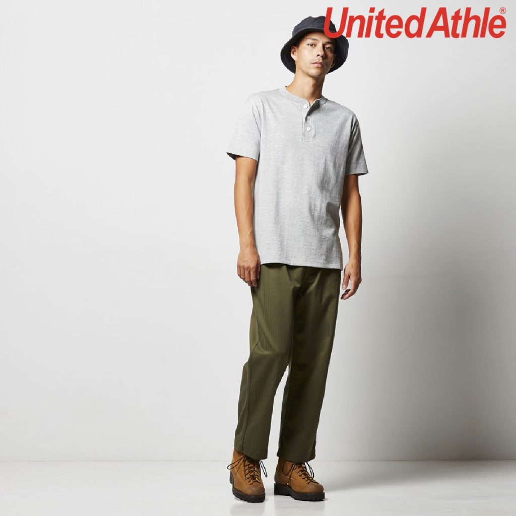 United Athle 5004-01 5.6oz 男裝短袖亨利領T恤