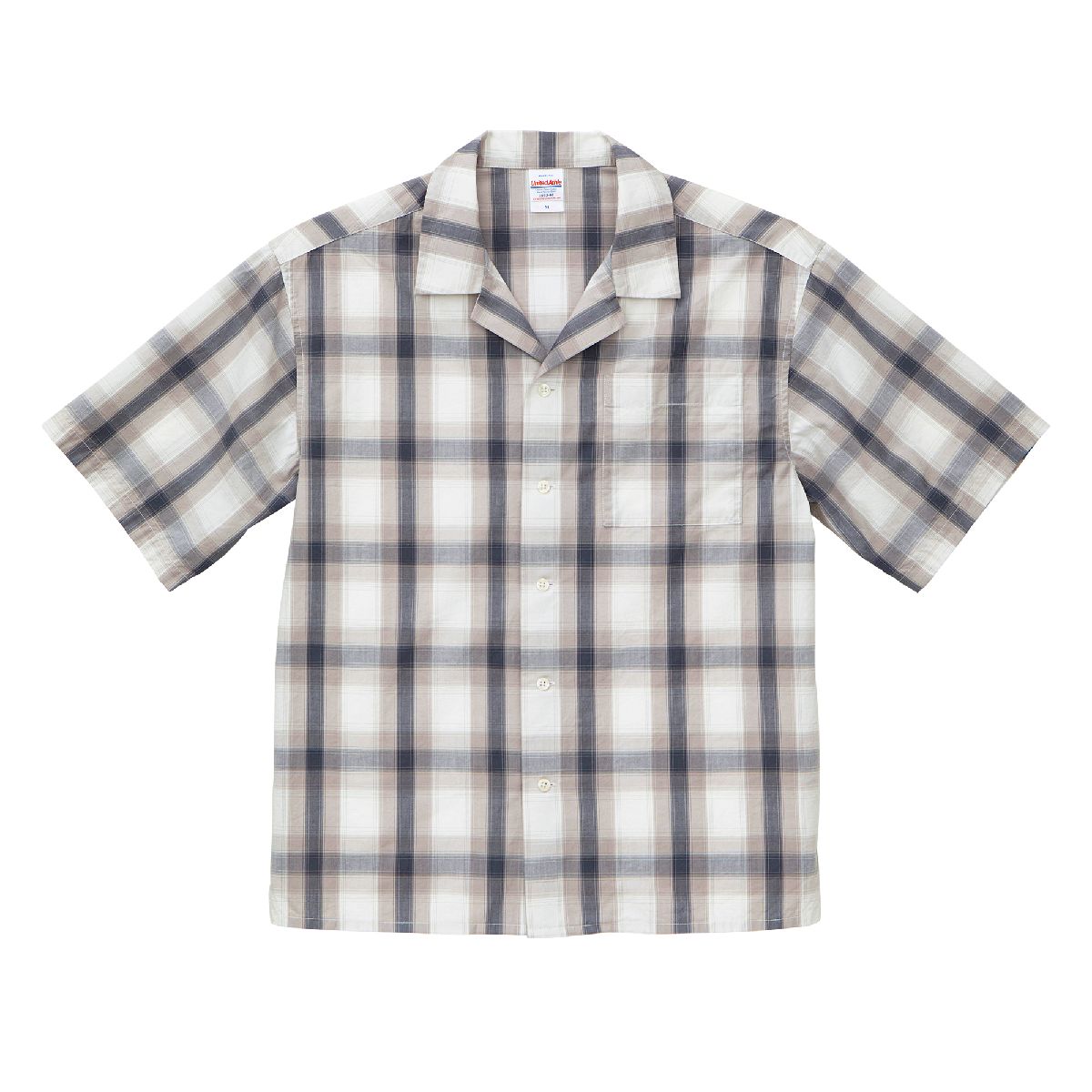 United Athle 1693-01 純棉開領格紋短袖襯衫 2 United Athle 1693-01 White/Gray 1008 Size:XL