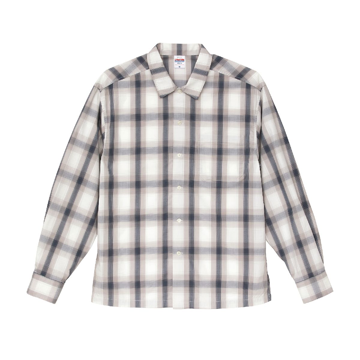 United Athle 1694-01 純棉開領格紋長袖襯衫 4 United Athle 1694-01 White/Gray 1008 Size:XL